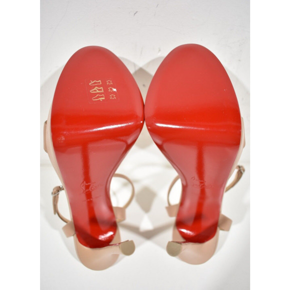 Christian Louboutin Loubi Queen Alta 150 Nude Ankle Strap Sandal Heel Pump 39 - Picture 12 of 12
